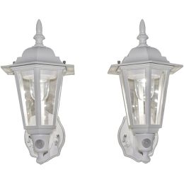MAXSA Innovations 49719-2PACK Battery-Powered Motion-Activated Plastic LED Wall Sconce, 2-Pack (White)