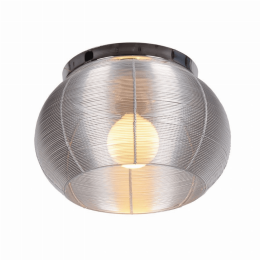 Lenox 1 Light Round Silver Flush Mount