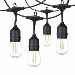 FMART 48ft Led Outdoor String Lights 2 Pack, Heavy-Duty Waterproof Dimmable Led String Lights, 2X16 Hanging Sockets, 2W Edison Vintage Bulb