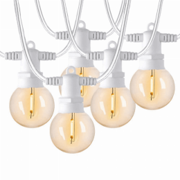FMART 26FT Globe String Lights Outdoor LED with 12 Socket 13 Dimmerable Led G40 Bulbs Commercial Grade Patio Lights String White Wire
