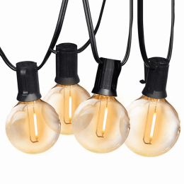 SUNTHIN Outdoor String Lights, 97FT Patio Lights with 49 G40 Clear Glass LED Bulbs(1 Spare), Waterproof Hanging Lights String