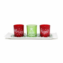 Elegant Designs Merry & Bright Christmas Candle Set of 3