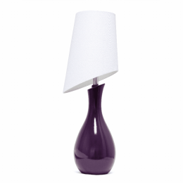 Elegant Designs Curved Purple Ceramic Table Lamp with Asymmetrical White Shade