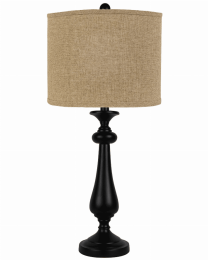 Black Table Lamp with Linen Shade