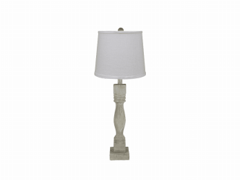 Distressed Washed wood Finish Table Lamp with Crisp White Shade