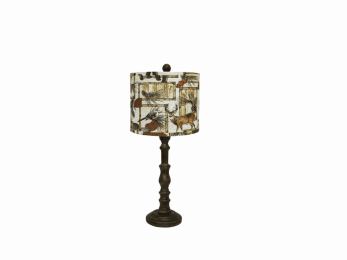 Brown Traditional Table Lamp with Woodland Animal Printed Shade