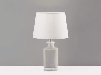10" X 10" X 16.5" Light Purple Glass  Table Lamp