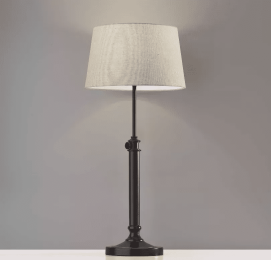 13.75" X 13.75" X 24.5-32.5" Black Metal 2 Piece Table Lamp Bonus Pack
