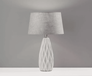 13.75" X 13.75" X 22.5" White Ceramic 2 Piece Table Lamp Bonus Pack