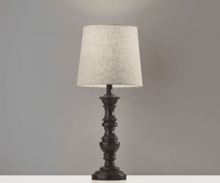 11" X 11" X 25.5" Black Polyresin 2 Piece Table Lamp Bonus Pack