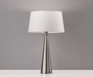 Set of 2 Contemporary Tapered Brushed Steel Metal Table Lamp