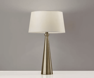 Set of 2 Contemporary Tapered Brass Metal Table Lamps