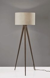 Treble Floor Lamp Three Walnut Finish Legs