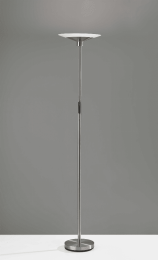 Modern Discus Brushed Steel Metal LED Torchiere