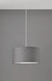Heather Grey Fabric Shade Electric Drum Pendant