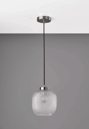 Dotty Glass Brushed Steel Metal Pendant