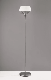 Chalice Mixed Material Torchiere With Steel Metal White Milky Glass