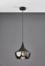 Gnome Smoked Glass Black Metal Pendant Lamp