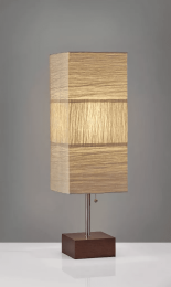 ZigZag Tan Paper Shade Table Lamp with Walnut Wood Base