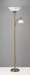 Overlook Brass Metal Torchiere Plus Task Light Floor Lamp