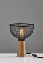 Upturned Black Metal Cage Table Lamp