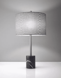 Barbell Brushed Steel Black Marble Table Lamp