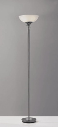Modern Black Nickel Thick Pole Torchiere Floor Lamp