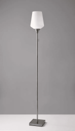 Brushed Steel Floor Lamp With White Opal Wine Glass Shade