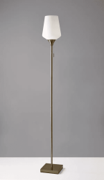 Brass Metal Floor Lamp with White Opal Wine Glass Shade