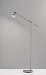 Brushed Steel Metal Floor Lamp Tilt Arm LED Task Light