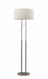 Dual Pole Floor Lamp in Brushed Steel Metal