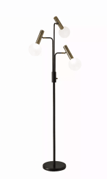 Sleek Black and Brass Finish LED 3-Arm Floor Lamp