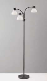 Adjustable Three Light Floor Lamp in Black Nickel Finish With Frosted Inner Shades