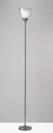 Shiny Chrome Finish Metal Torchiere Floor Lamp With Frosted Inner Shade