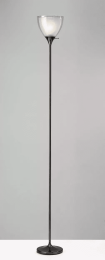 Shiny Black Nickel Finish Metal Torchiere Floor Lamp with Frosted Inner Shade