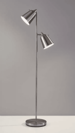 Brushed Steel Two Light Floor Lamp With Adjustable Shades