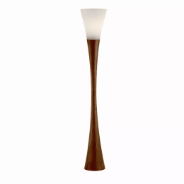 Sleek Walnut Wood Finished Floor Lamp with Frosted Glass Shade