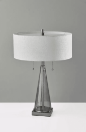Sleek Tapered Base Steel and Smoky Glass Table Lamp
