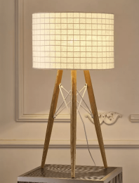 11" X 11" X 21" White Fabric Table Lamp