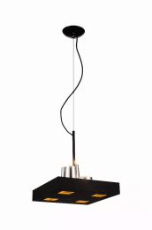 14" X 14" X 59" Black Stainless Steel Pendant Lamp