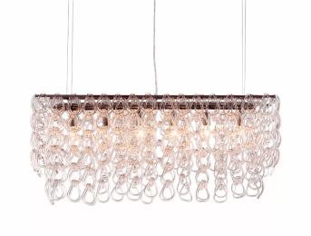 36.6" x 10" x 17" Clear, Glass, Chrome, Stream Ceiling Lamp