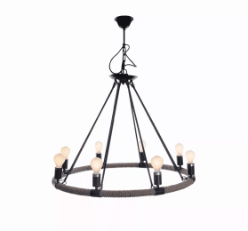 32" x 37" x 32" 8 Bulbs, Rope - Pendant Lamp
