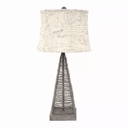 15" x 13" x 28.5" Tan, Industrial Metal With Gentle Linen Shade - Table Lamp