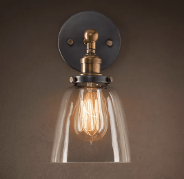 Barbara 1-light Clear Glass Edison Wall Lamp with Light Bulb