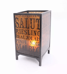 10.25" x 10.25" x 18" Brown, Vintage, Letter Pattern - Candle Holder