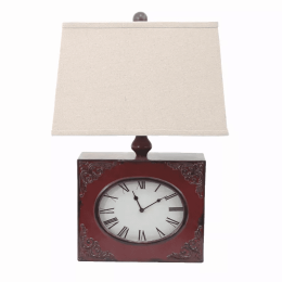 7" x 7" x 22" Red, Vintage, Metal Clock Base - Table Lamp