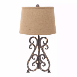 13" x 11" x 23.75" Bronze, Vintage Metal, Khaki Linen Shade - Table Lamp