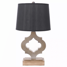 12" x 14" x 25.25" Black, Traditional Wooden, Linen Shade - Table Lamp