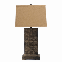 4.75" x 9.5" x 29.5" Brown, Vintage With Metal Pedestal - Table Lamp
