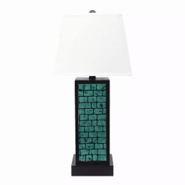 13" x 15" x 30.75" Black, Metal With Teal Brick Pattern - Table Lamp